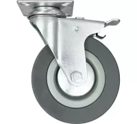 Аппаратное поворотное колесо с тормозом HITCH 100*25 резина серая SCgb42 (SZ084838)