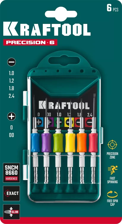 Набор Precision-6: часовые отвертки для особо точных работ, металлическая рукоятка с противоскользящей накладкой, жало из специальной стали SNCM8660. 25679 купить в Тюмени