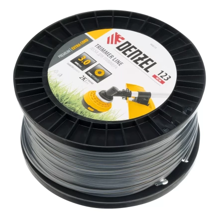 Леска для триммера двухкомпонентная круглая, 3,0мм х 123м, на DIN катушке EXTRA CORD// Denzel 96810 купить в Тюмени