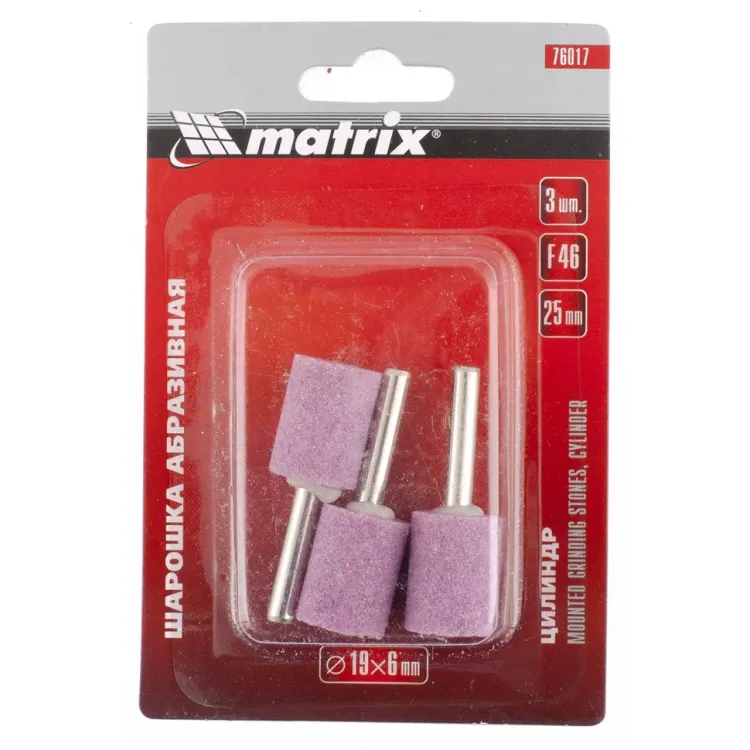 Шарошка абразивная цилиндр 19 x 25 x 6 мм F46 3 штуки MATRIX 76017 купить в Тюмени