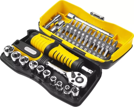 Набор STAYER &quot;PROFESSIONAL&quot;: Биты и торцовые головки с трещеткой и воротком, 39 предметов 25135-H39 купить в Тюмени