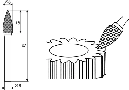 Борфреза Аркоподобная заостренная G 6х8 Энкор 21711 купить в Тюмени