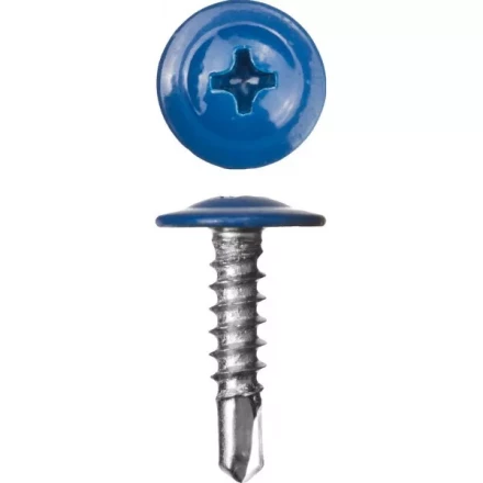 Саморезы ЗУБР с прессшайбой и сверлом по листовому металлу до 2мм, окрашенные в RAL-5005, PH2, 4,2х16мм, 500шт 300211-42-016-5005 купить в Тюмени