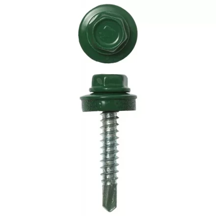 Саморезы ЗУБР &quot;ПРОФЕССИОНАЛ&quot; окраш., RAL 6002 зелен. лист, для крепл. кров. матер. к дерев. обреш., 4.8x29мм, 400шт 4-300315-48-029-6002 купить в Тюмени