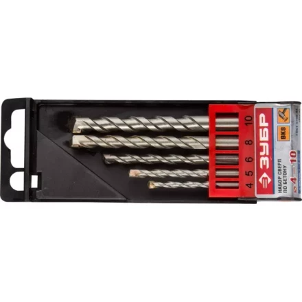 Набор ЗУБР Свёрла &quot;МАСТЕР&quot; по бетону, ударные, 4; 5; 6; 8; 10мм, 5шт 2922-H5 купить в Тюмени