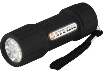 Фонарик светодиодный, чёрный корпус с мягким покрытие, 9Led, 3хААА, Stern 90510 купить в Тюмени