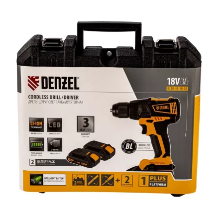 Дрель-шуруповерт аккумуляторная BLDL-IB-18-02 Denzel 26121 купить в Тюмени