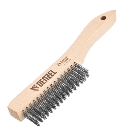 Щетка зачистная 4-х рядная, прямая проволока из нержавеющей стали с деревянной ручкой, EFP// Denzel 74844 купить в Тюмени