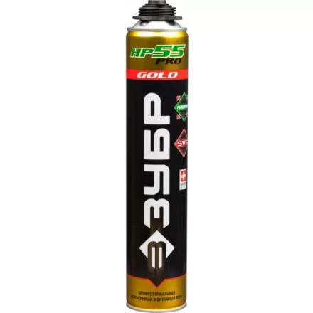 Пена ЗУБР &quot;GOLD PRO НР55&quot; профессиональная, монтажная, пистолетная, всесезонная, 800мл 41158 купить в Тюмени