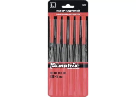 Набор надфилей 180 х 5мм 6 шт пластиковые рукоятки MATRIX 15822 купить в Тюмени