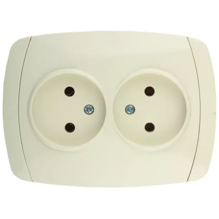 Розетка СВЕТОЗАР &quot;CITY LIGHT&quot; двойная в сборе, без заземления, цвет бежевый, 16А/~250В SV-54202-B купить в Тюмени
