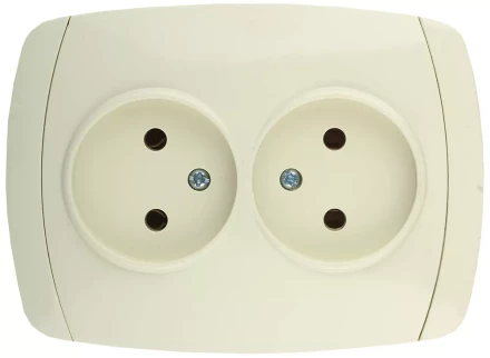 Розетка СВЕТОЗАР &quot;CITY LIGHT&quot; двойная в сборе, без заземления, цвет бежевый, 16А/~250В SV-54202-B купить в Тюмени