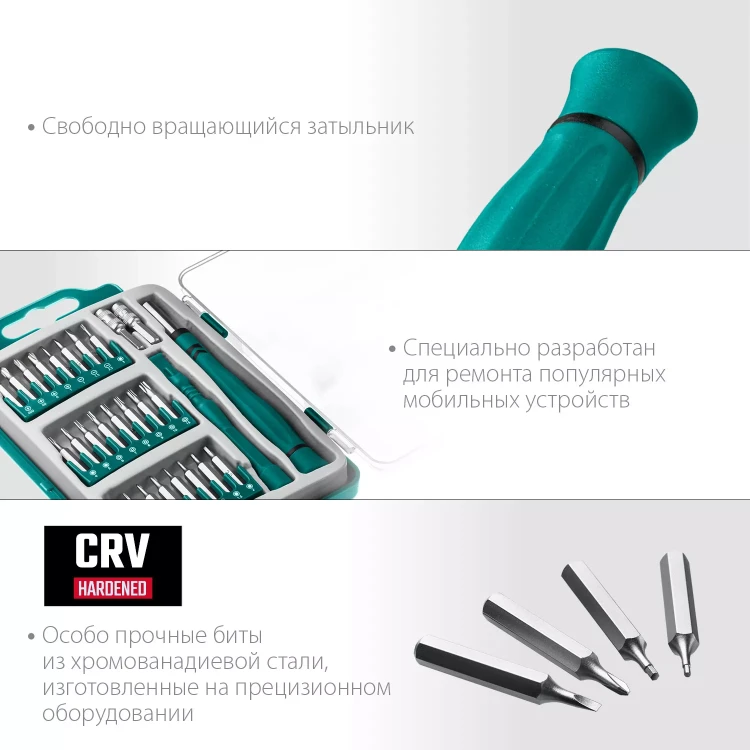 Набор Precision-28: для точных работ и всех видов мобильных устройств, двухкомпонентная рукоятка, Сr-V 25677 купить в Тюмени