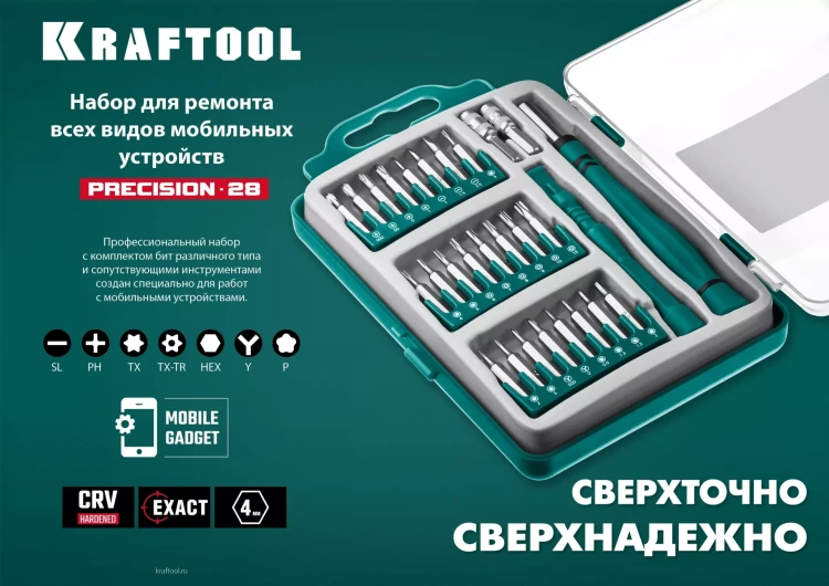 Набор Precision-28: для точных работ и всех видов мобильных устройств, двухкомпонентная рукоятка, Сr-V 25677 купить в Тюмени