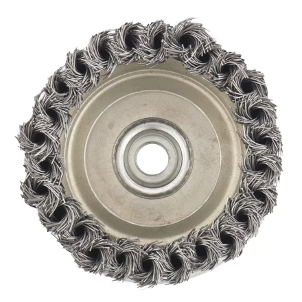 Щетка для УШМ Heavy Duty, 125 мм, М14, &quot;чашка&quot;, крученая металлическая проволока  MATRIX 74674 купить в Тюмени