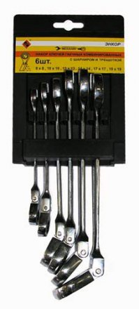 Набор ключей комбинированных с шарниром и трещоткой 6 штук 26425 купить в Тюмени