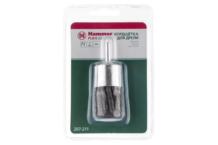 Кордщетка HAMMER кисть 28мм для дрели витая сталь (207-211) купить в Тюмени