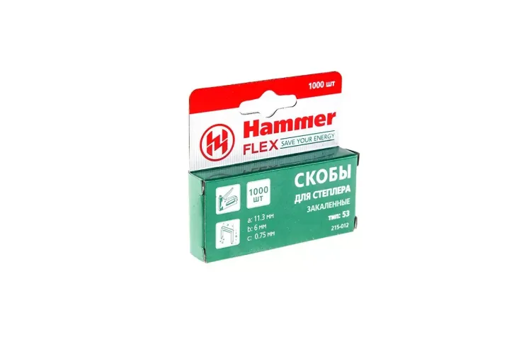 Скобы для степлера HAMMER 215-012 6мм, тип 53, 1000 шт. купить в Тюмени