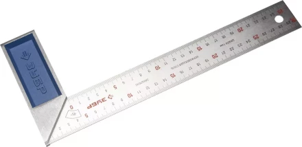 Угольник ЗУБР &quot;ЭКСПЕРТ&quot; столярный, гравированная шкала, алюминиевая рукоятка, нержавеющее полотно 37мм, 300мм 34393-30 купить в Тюмени