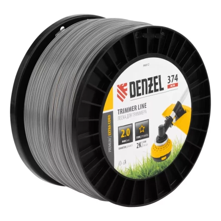 Леска для триммера двухкомпонентная звезда, 2,0мм х 374м, на DIN катушке EXTRA CORD// Denzel 96812 купить в Тюмени