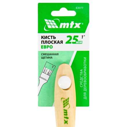 Кисть плоская &quot;Евро&quot; 1&quot;, смешанная щетина, деревянная ручка MTX 83077 купить в Тюмени