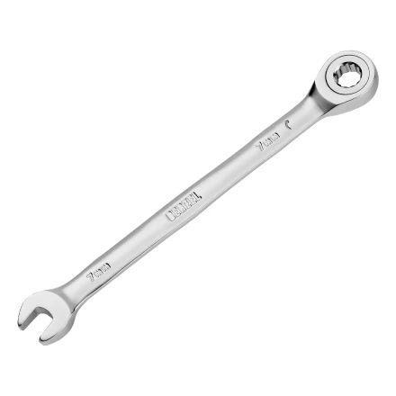 Ключ комбинированный трещоточный, 7 мм, CrV, матовый хром// Denzel 14701 купить в Тюмени