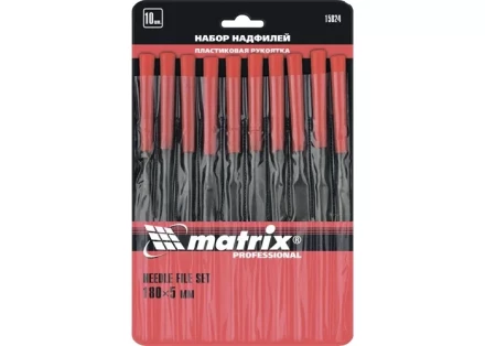 Набор надфилей 180 х 5мм 10 шт пластиковые рукоятки MATRIX 15824 купить в Тюмени