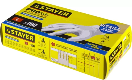 Перчатки STAYER &quot;PROFI&quot; нитриловые экстратонкие, L, 100шт 11203-L купить в Тюмени
