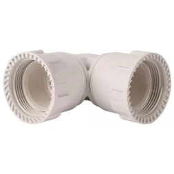 Соединитель ЗУБР &quot;ШиреФит&quot; угловой 90° &quot;накидная гайка - накидная гайка&quot;, 32мм 51497-32