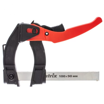 Струбцина реечная быстрозажимная пластиковый корпус рычажно-храповой механизм 100 х 90 х 195 мм штанга 5 х 20 мм Matrix 20734 купить в Тюмени