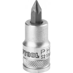 Торцовая бита-головка KRAFTOOL &quot;INDUSTRIE QUALITAT&quot;, материал S2, PHILLIPS, сатинированная, 1/2&quot;, PH1 27901-1_z01