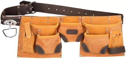 Пояс KRAFTOOL для инструментов, натуральная кожа, 9 карманов 1-38520 купить в Тюмени