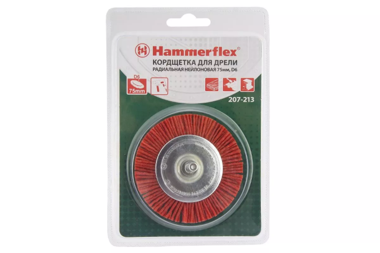 Кордщетка HAMMER плоская 75мм для дрели нейлон (207-213) купить в Тюмени