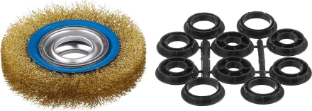 ЗУБР &quot;ПРОФЕССИОНАЛ&quot;. Щетка дисковая для точильно-шлифовального станка, витая стальная латунирован проволока 0,3мм, 125х32мм 35186-125_z01 купить в Тюмени