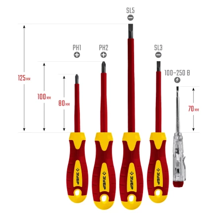 ЗУБР 5 предм, набор диэлектрических отверток, Профессионал (25265) купить в Тюмени