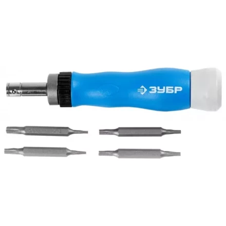 Набор ЗУБР Отвертка &quot;ЭКСПЕРТ&quot; для точных работ, реверсивная рукоятка, CR-V, сменные двусторонние биты TORX, 5предметов 25625-H5 купить в Тюмени