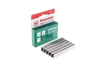 Скобы для степлера HAMMER 215-013 8мм, тип 53, 1000 шт. купить в Тюмени