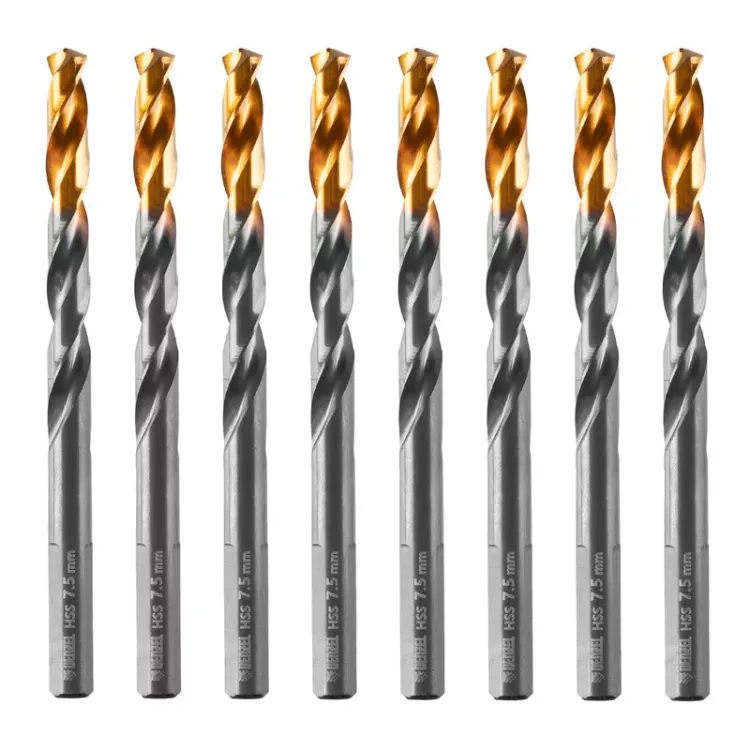 Сверло по металлу, 7,5 мм, HSS-Tin, Golden Tip, 8 шт. Denzel 717218 купить в Тюмени