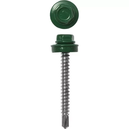 Саморезы ЗУБР &quot;ПРОФЕССИОНАЛ&quot; окраш., RAL 6002 зелен. лист, для крепл. кров. матер. к дерев. обреш., 4.8x35мм, 380шт 4-300315-48-035-6002 купить в Тюмени