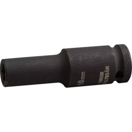 Торцовая головка KRAFTOOL &quot;INDUSTRIE QUALITAT&quot; ударная, удлиненная (1/2&quot;), FLANK, Cr-Mo, фосфатированная, 10 мм 27942-10_z01 купить в Тюмени