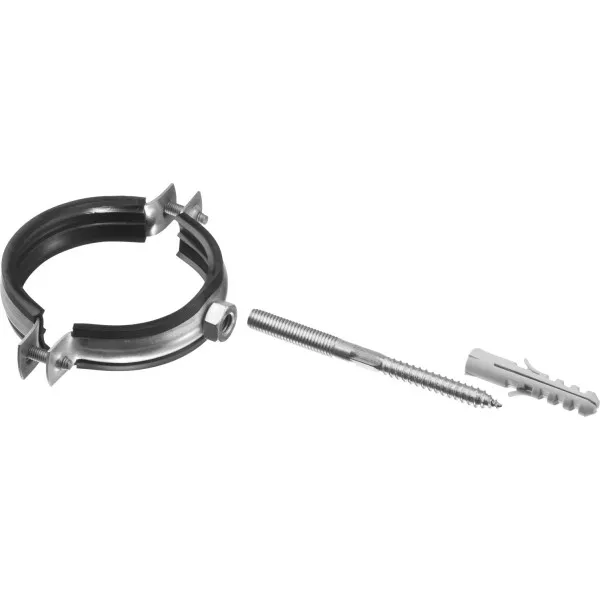 ЗУБР "МАСТЕР". Хомут трубный с гайкой, оцинкованный, в комплекте с сантехнической шпилькой и дюбелем, 2 1/2", 1шт 37866-75-80 купить в Тюмени