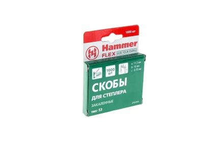 Скобы для степлера HAMMER 215-014  10мм, тип 53, 1000 шт. купить в Тюмени