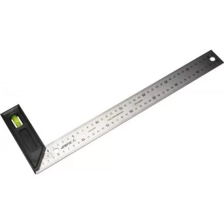 Угольник &quot;ЭКСПЕРТ&quot; разметочный, усиленный, встроенный уровень, гравирован шкала, нерж полотно 37мм, толщина 2мм, 400мм 34397-40 купить в Тюмени
