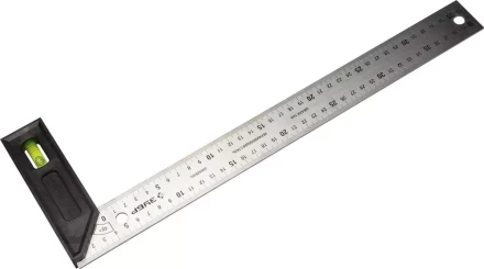 Угольник &quot;ЭКСПЕРТ&quot; разметочный, усиленный, встроенный уровень, гравирован шкала, нерж полотно 37мм, толщина 2мм, 400мм 34397-40 купить в Тюмени