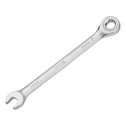 Ключ комбинированный трещоточный, 10 мм, CrV, матовый хром// Denzel 14704 купить в Тюмени