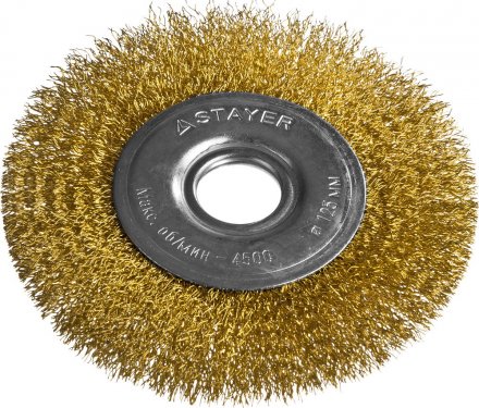 STAYER &quot;PROFESSIONAL&quot;. Щетка дисковая для УШМ, витая стальная латунированная проволока 0,3мм, 125ммх22мм 35122-125 купить в Тюмени