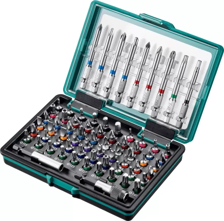 Набор бит и адаптеров KRAFTOOL C-Drive многофункциональный, Cr-Mo сталь, в ударопрочном компактном боксе. Цветная маркировка типов шлицов 26067-H71 купить в Тюмени