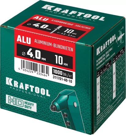 Заклепки алюминиевые KRAFTOOL 311701-40-10 купить в Тюмени