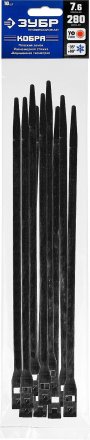 Кабельные стяжки черные КОБРА, с плоским замком, 7.6 х 280 мм, 10 шт, нейлоновые, ЗУБР 30935-76-280 купить в Тюмени