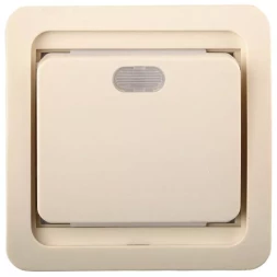 Выключатель СВЕТОЗАР "ГАММА" одноклавишный, с подсветкой, цвет бежевый, 10А/~250В SV-54131-B